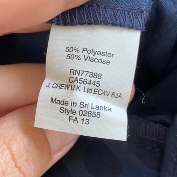J Crew Navy Blue Polka Dot City Fit Skimmer Pants Trousers Size 0 - Picture 5 of 5